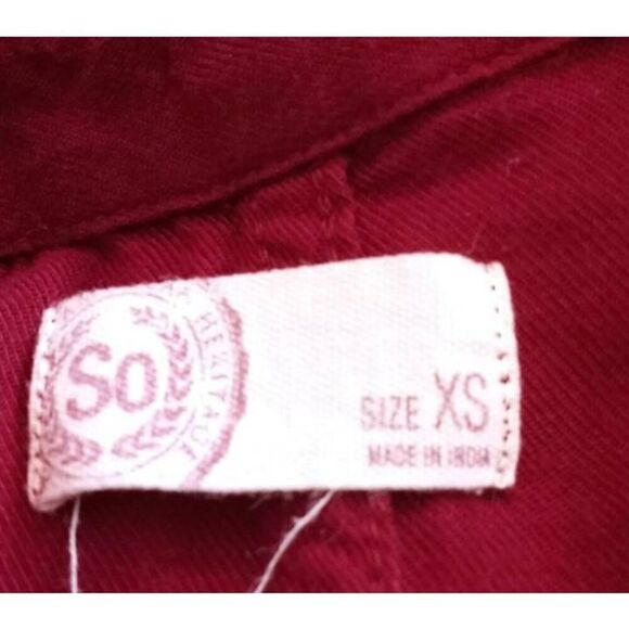 SO BURGUNDY COLLARD LACE UP SLEEVELESS SHIRT DRESS SZ.XS EUC. - Picture 6 of 8